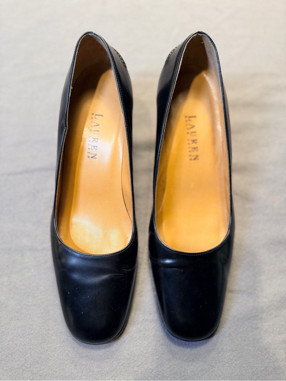Lauren Ralph Lauren Black Leather Heels WG3505-Size 8.5 Made in Spain